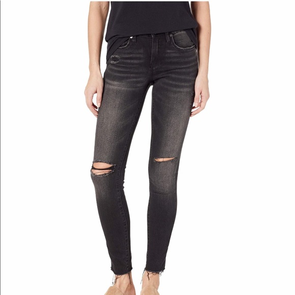 NWT Blank NYC The Bond High Rise Skinny Jeans 32 Superwoman Black Distressed - Picture 1 of 10